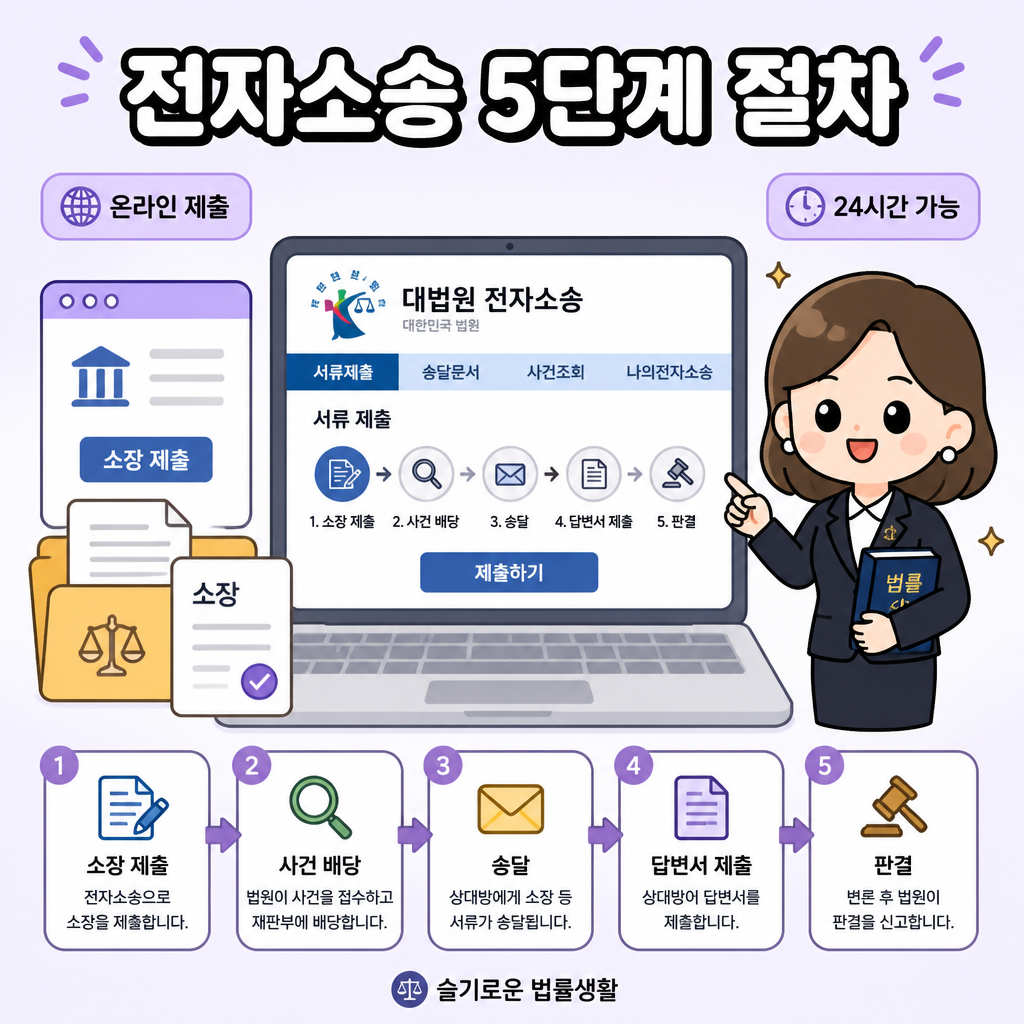 전자소송 5단계 절차 인포그래픽