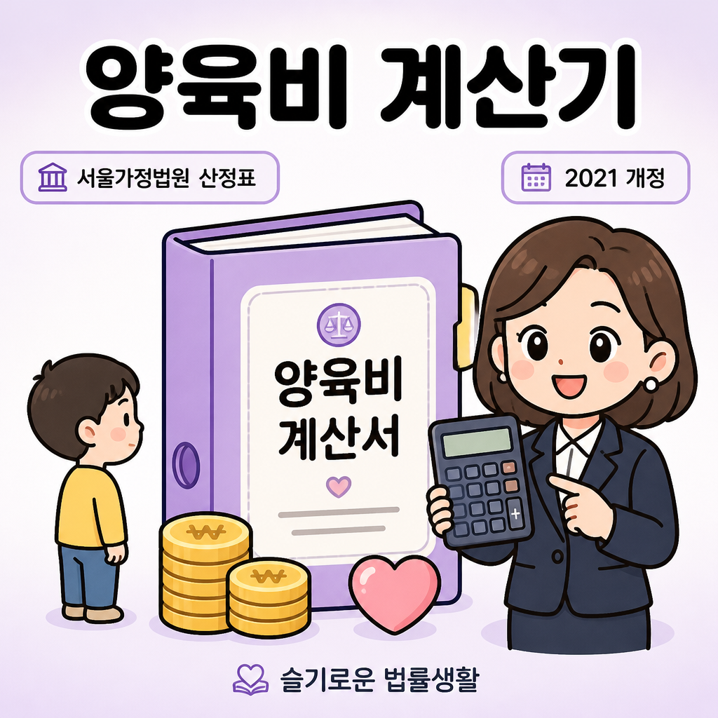 양육비 계산기 서울가정법원 산정표 인포그래픽