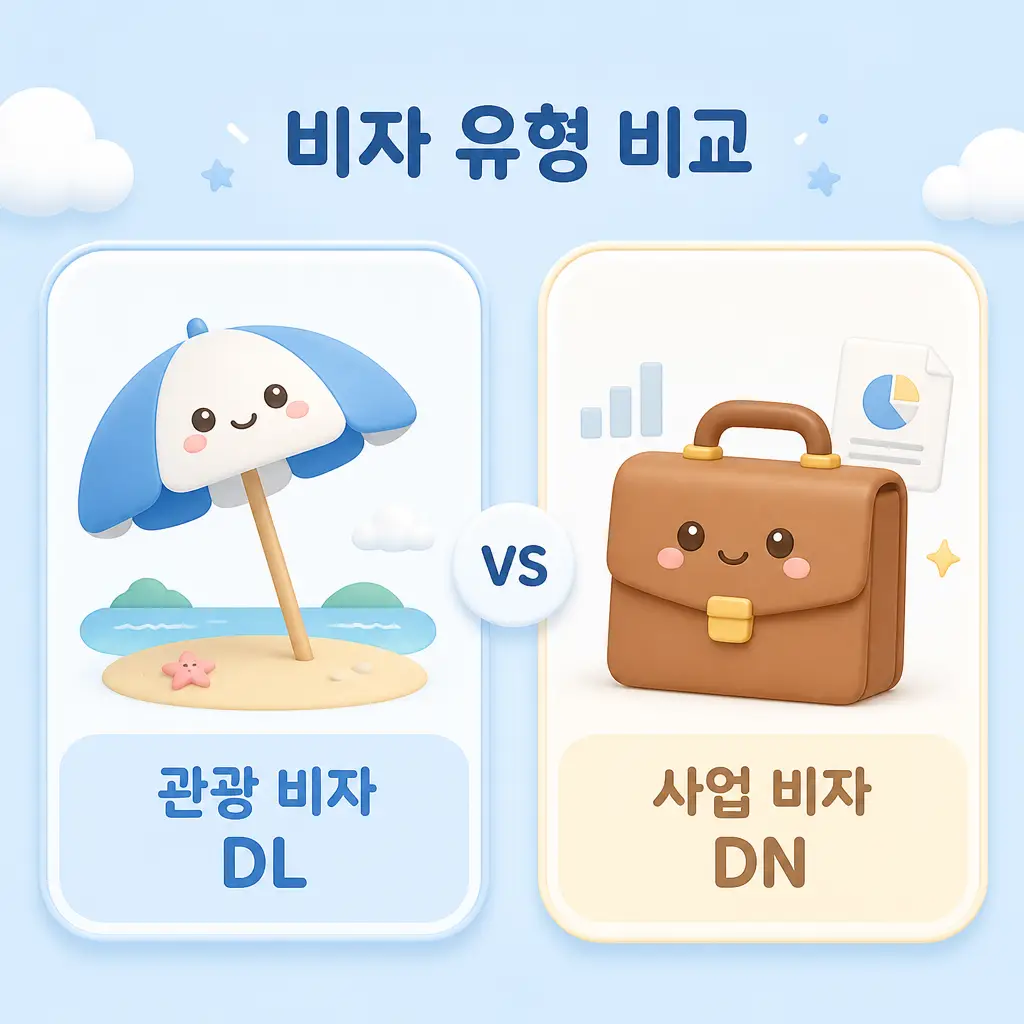 비자 유형 비교 베트남 비자 발급 관광 DL 사업 DN 유형 비교