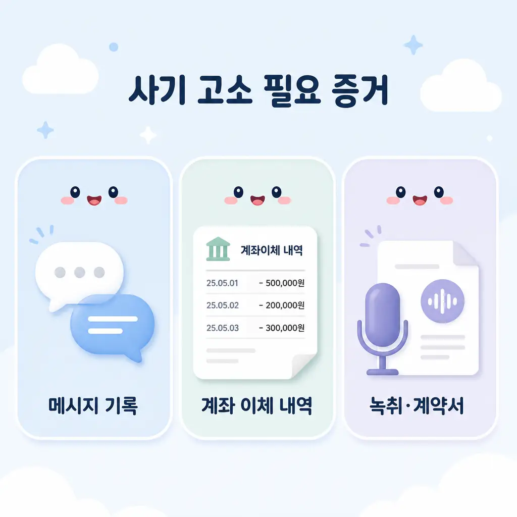 사기 고소 필요 증거 사기 고소 필요 증거 메시지 기록 계좌 이체 녹취
