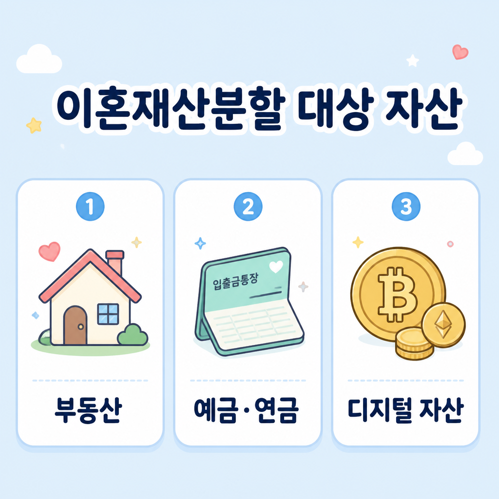 이혼재산분할 대상 자산 부동산 예금 디지털 자산