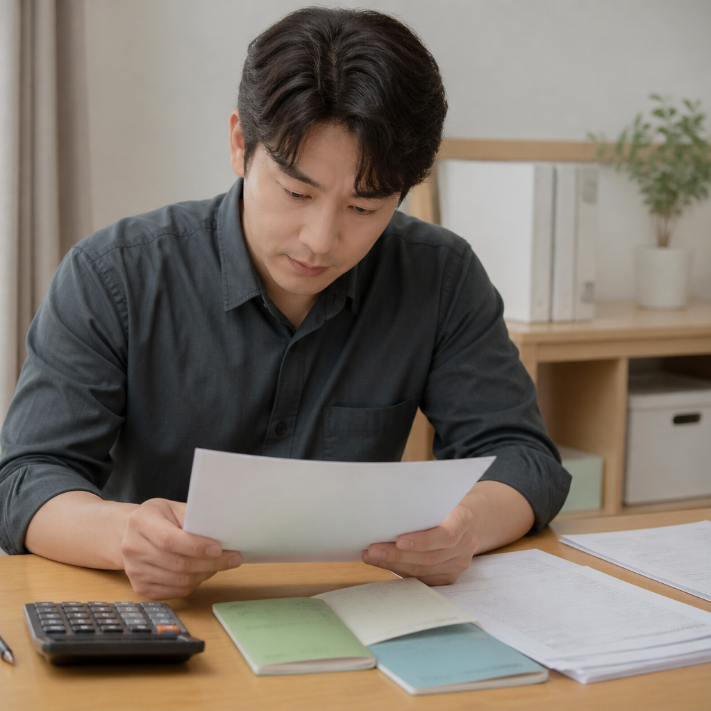 이혼재산분할 서류를 검토하는 모습