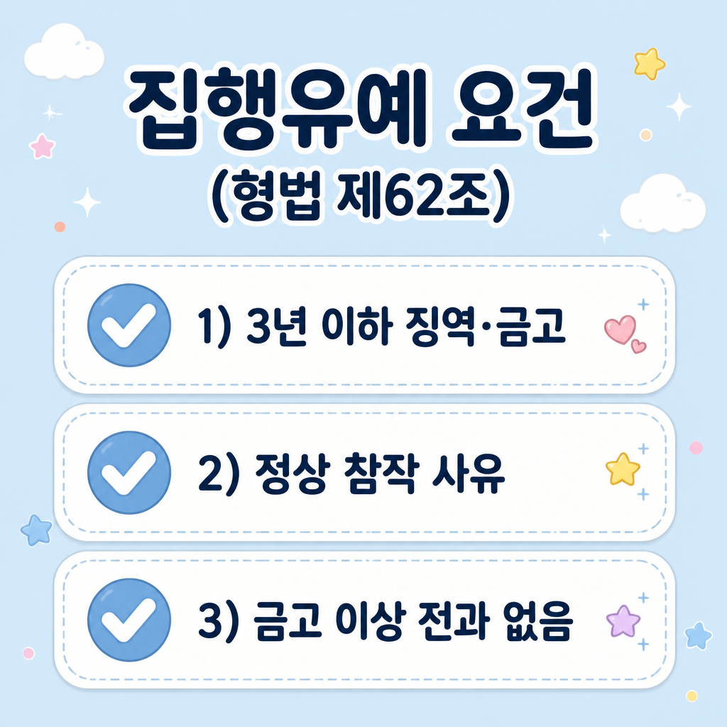 집행유예 요건 집행유예 요건 형법 제62조 3년 이하 정상참작 전과