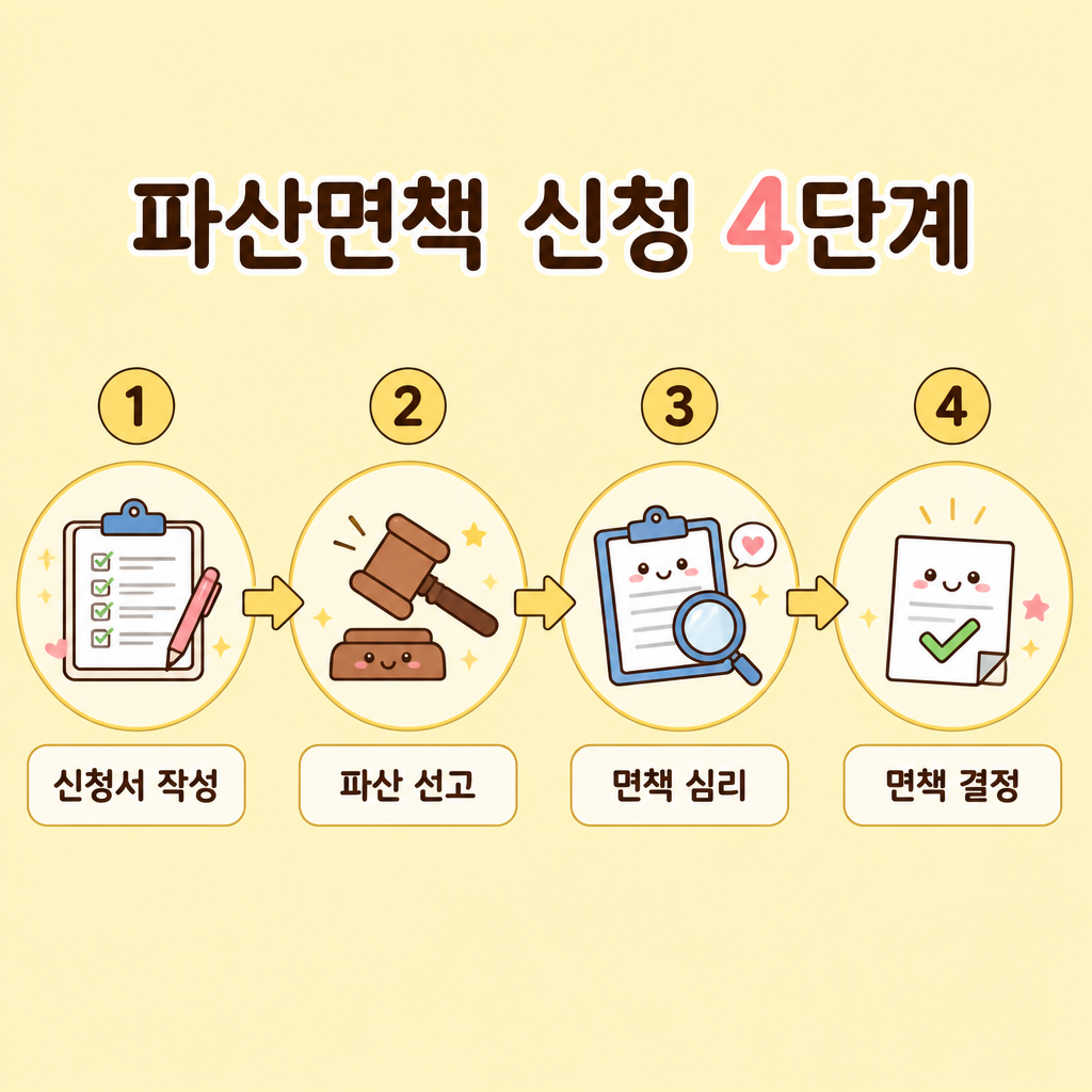 파산면책 신청 4단계 신청서 파산선고 면책심리 결정