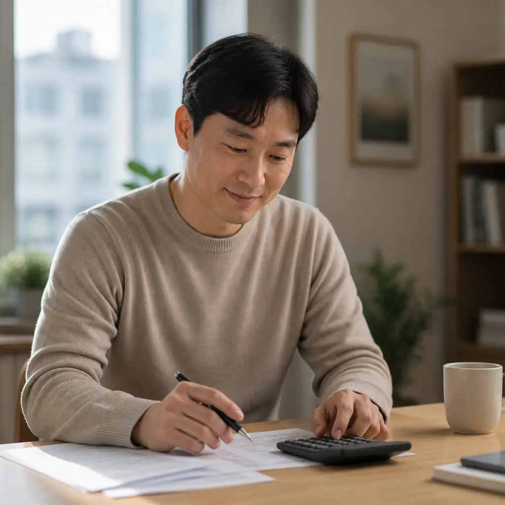 개인회생 자격과 변제 계획을 상담하며 검토하는 모습