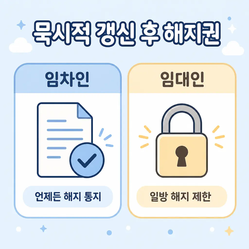 묵시적 갱신 해지권 묵시적 갱신 후 임차인과 임대인의 해지권 차이