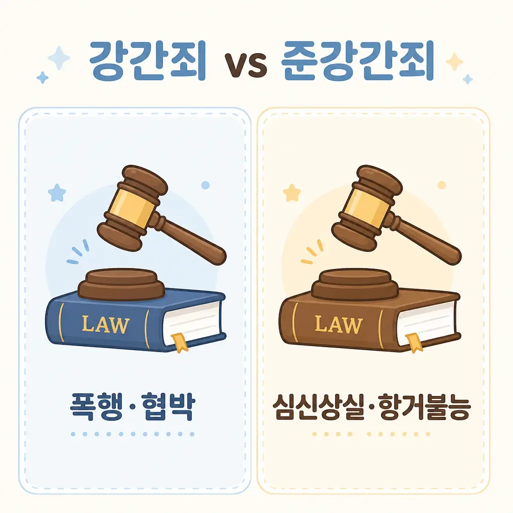 강간죄 vs 준강간죄 강간죄와 준강간죄 성립 요건 비교